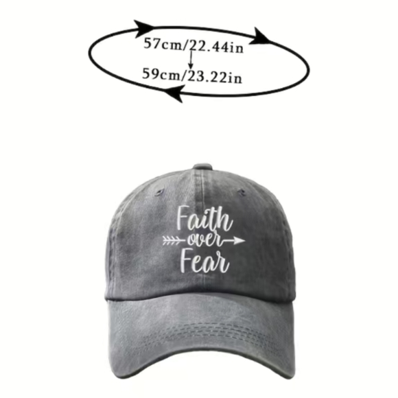 ❤️FAITH OVER FEAR❤️ Unisex Embroidered Black Adjustable Baseball Hat Cap … - Picture 6 of 7